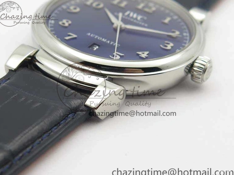 MIROTIME 0512 MoistureWicking Da Vinci IW356601 SS MKF 1:1 Best Edition Blue Dial On Black Leather Strap A 7233